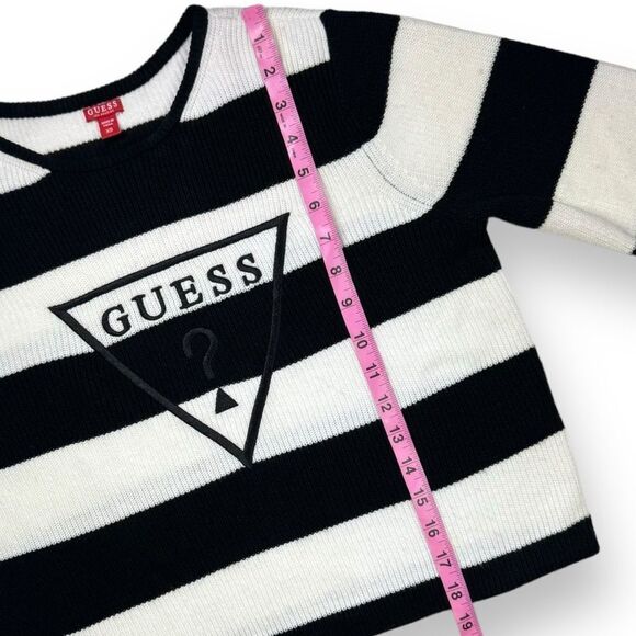 Guess Pullover Striped Knit Sweater XS Extra Small Women’s Black White Crewneck - Picture 7 of 12